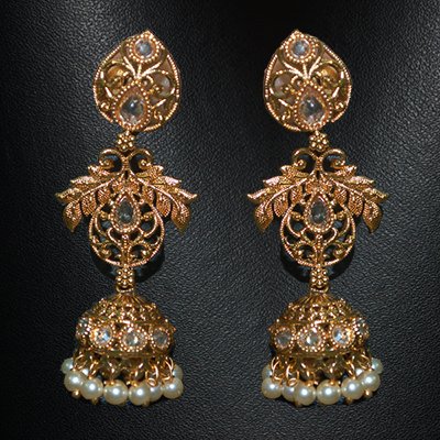 "1grm Fancy Gold coated Ear tops (Jhumkas)- MGR-1109-001 - Click here to View more details about this Product